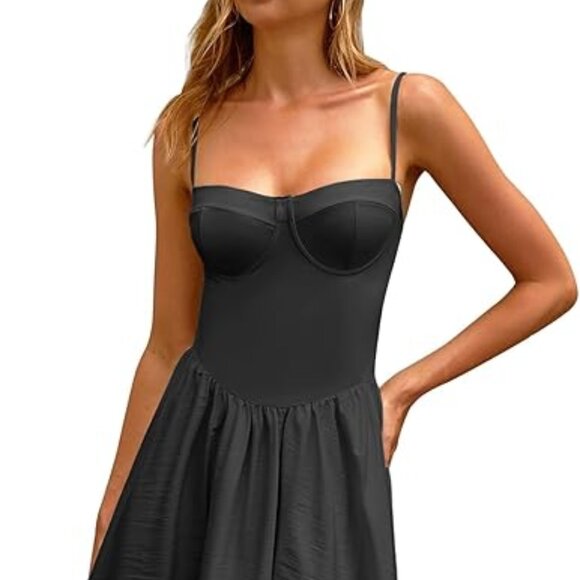 CHYRII Women Sweetheart Neck Spaghetti Straps Corset A-Line Dress - Picture 1 of 6